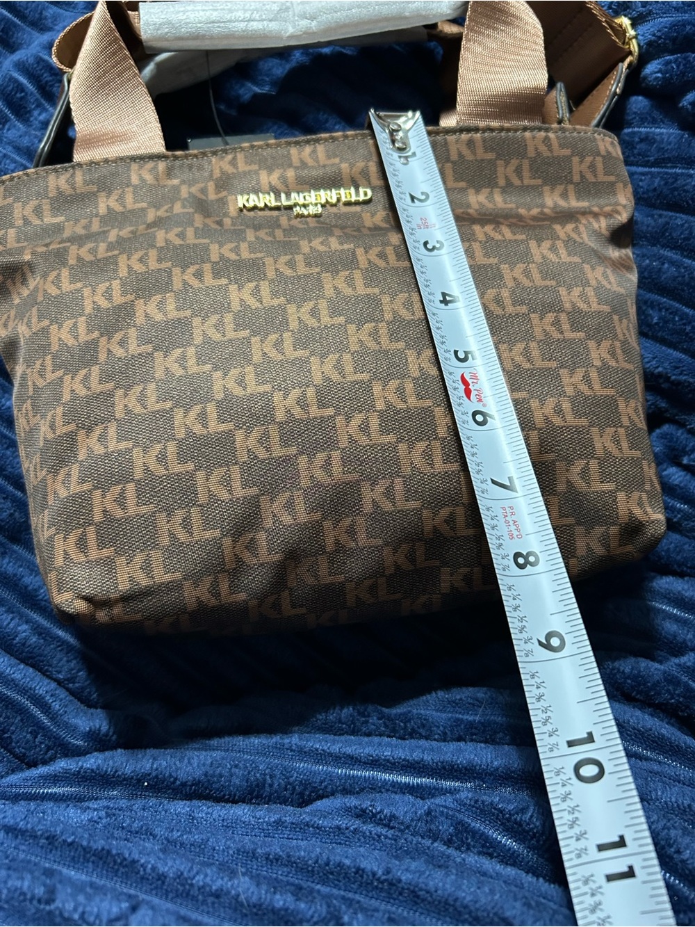 Karl Lagerfeld Brown Monogram Crossbody Bag - Picture 16 of 16